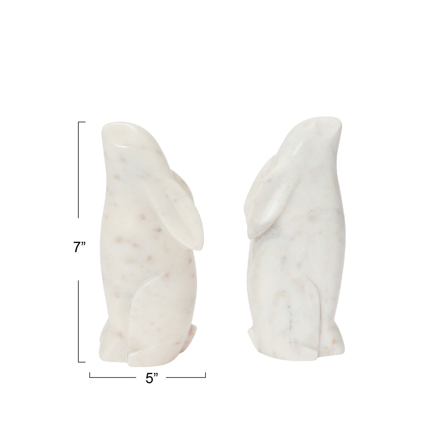 Marble Rabbit Bookends measure approximately 7 inches high by 5 inches wide. 