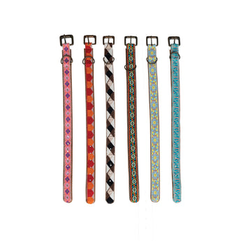 Dog Collar Cotton & Leather with Embroidery
