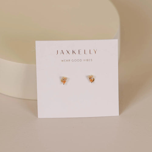 JaxKelly champagne teardrop stud earrings.