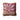 Measurements of the cotton tufted pillow with pink flowers and fringe.
