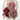 Pink and red artificial mini ranunculus bud bundles styled on backside of a chair for bridal shower.
