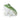 Stoneware floating frog figurine with a glossy green and white finish, measuring 2.5 inches in length and 1.5 inches in height.