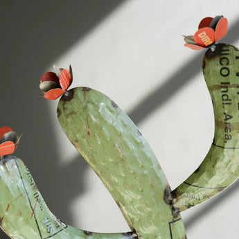 Close up view of the Recycled Iron Cactus