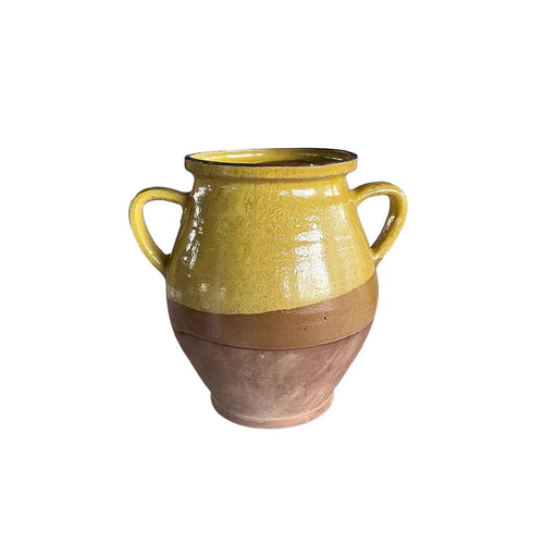 Cottage style pottery jug with two tone glaze finish. 