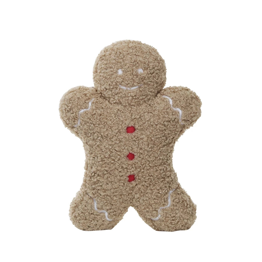 Fabric Boucle Gingerbread Man Shaped Pillow