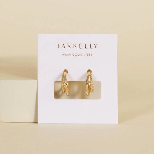 JaxKelly beautiful gold plated double hoop earrings.