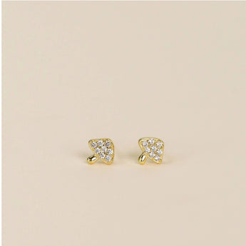 Pave stud mushroom earrings with beautiful gold plating 