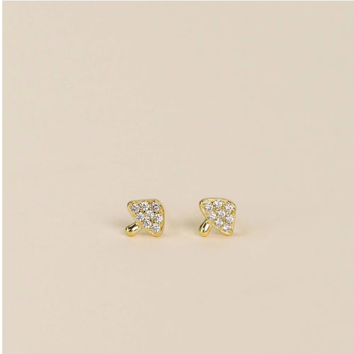 Pave stud mushroom earrings with beautiful gold plating 