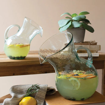 Small and Large Glass Tilted Pitcher