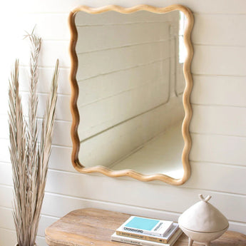 Wooden Squiggle Framed Mirror