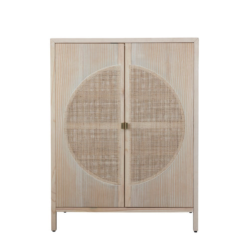 Pine Wood Cabinet with Caning