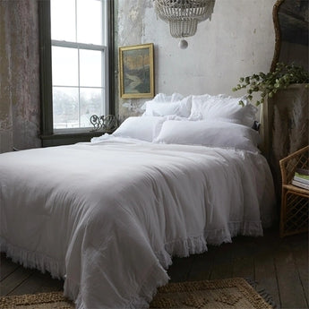 Patina Vie Bespoke Frayed Edge 3 Piece Comforter Set Queen - Fresh White