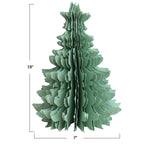 18 inch high green handmade paper tree for eco-friendly holiday decor. 