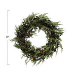 20" Round Cypress Wreath with Natural Pinecones & Berries