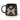 A black ceramic mug with a cream-colored graphic of a hockey goalie and crossed hockey sticks, featuring a cream-colored base and handle.