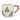 White mug with red handle featuring Christmas tree designs on a white background