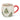 White mug with red handle featuring Christmas tree designs on a white background