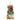 A French Bulldog Christmas ornament in a metallic gold finish, wearing a green glittery wreath, shown on a plain white background.
