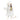 Plush mouse toy in a white dress holding a bottle and glass on a white background