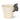 Brown Hanging Rabbit hanging off the side of a cream coloured pot. 