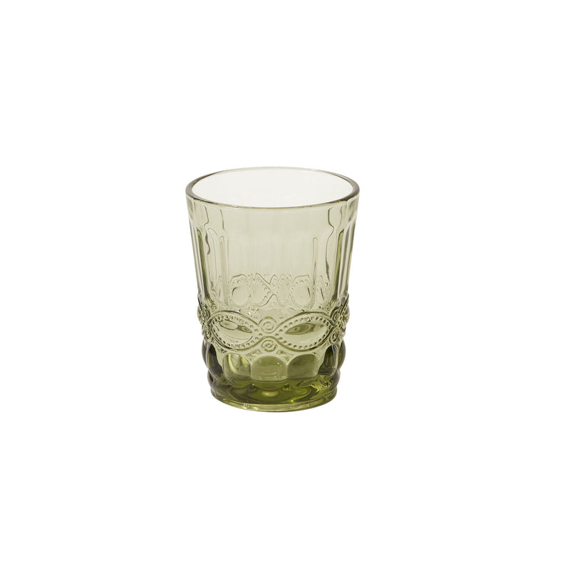 Small momento drinking glass in green.