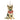 A German Shepherd dog ornament wearing a red and white patterned sweater, hanging from a jute string on a white background.