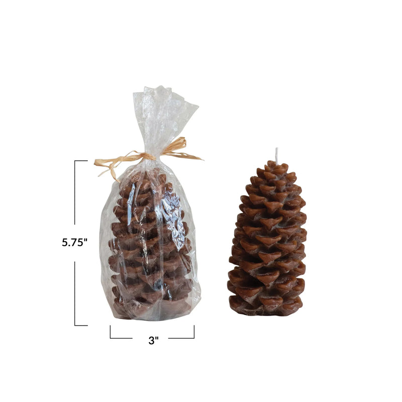 Unscented Pinecone Shaped Candle - Brown