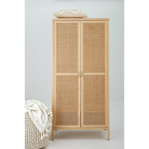 Woven Rattan & Wood Cabinet