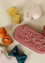 Oval Velvet Jewelry Box - Cream