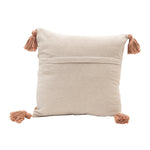 18" Cotton Pillow with Tufted Dots & Tassels, Down Fill
