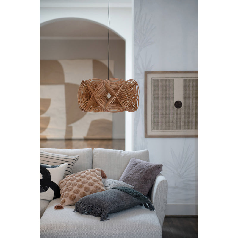 18" Cotton Pillow with Tufted Dots & Tassels, Down Fill