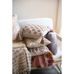 18" Cotton Pillow with Tufted Dots & Tassels, Down Fill