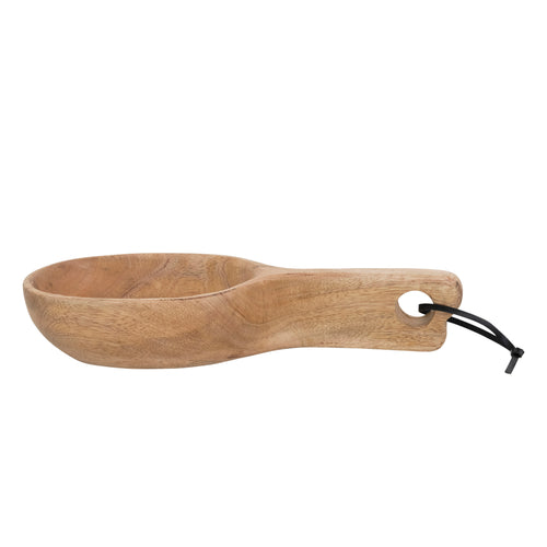Mango Wood Scoop with Leather Tie