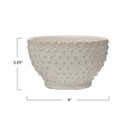 Embossed Stoneware Hobnail Bowl -White
