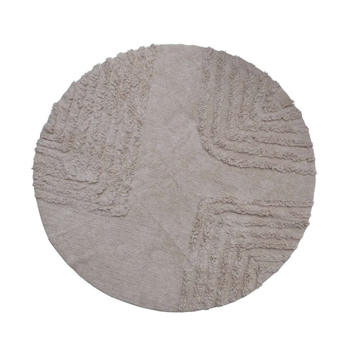 6' Cotton Tufted Rug with Design - Cream