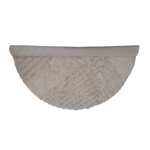6' Cotton Tufted Rug with Design - Cream
