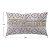 Cotton Velvet Lumbar Pillow with Embroidered Pattern & Chambray Back