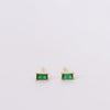 Emerald green and gold baguette stud earring.