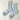 Pair of light blue socks with yellow stripes and 'Lebon Shoppe' branding on a beige background