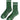 Two green socks with a pattern on a white background
