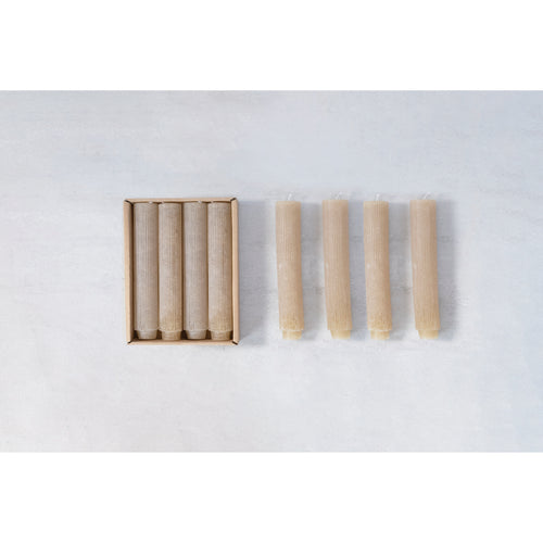 5" Unscented Pleated Taper Candles in Box - Linen
