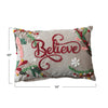 Cotton Chambray Pillow with Embroidered Snowflakes, Foliage & Believe