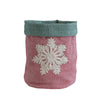 Cotton Chambray Basket with Appliqued Snowflake Design in red, green and cream.