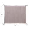 Cotton throw in cream with red stripes is large and measures 50-inches by 60-inches. 