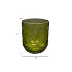 Set of 2, Embossed Drinking Glass 12oz - Green
