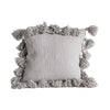 Cotton Pillow with Tassels - Grey (Down Fill)
