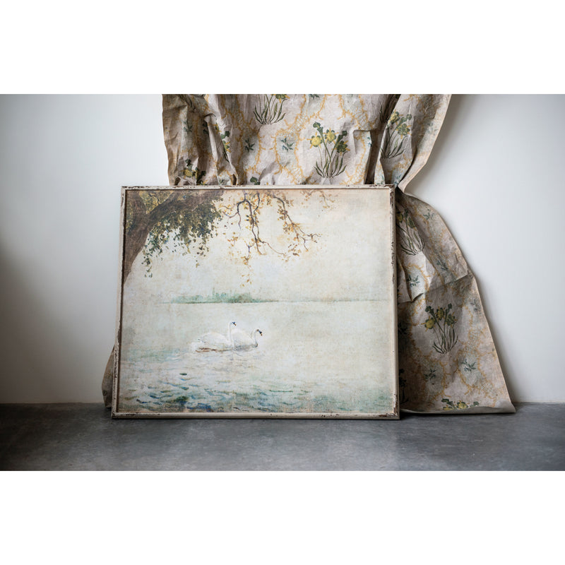 Wood Framed Wall Decor with Swans
