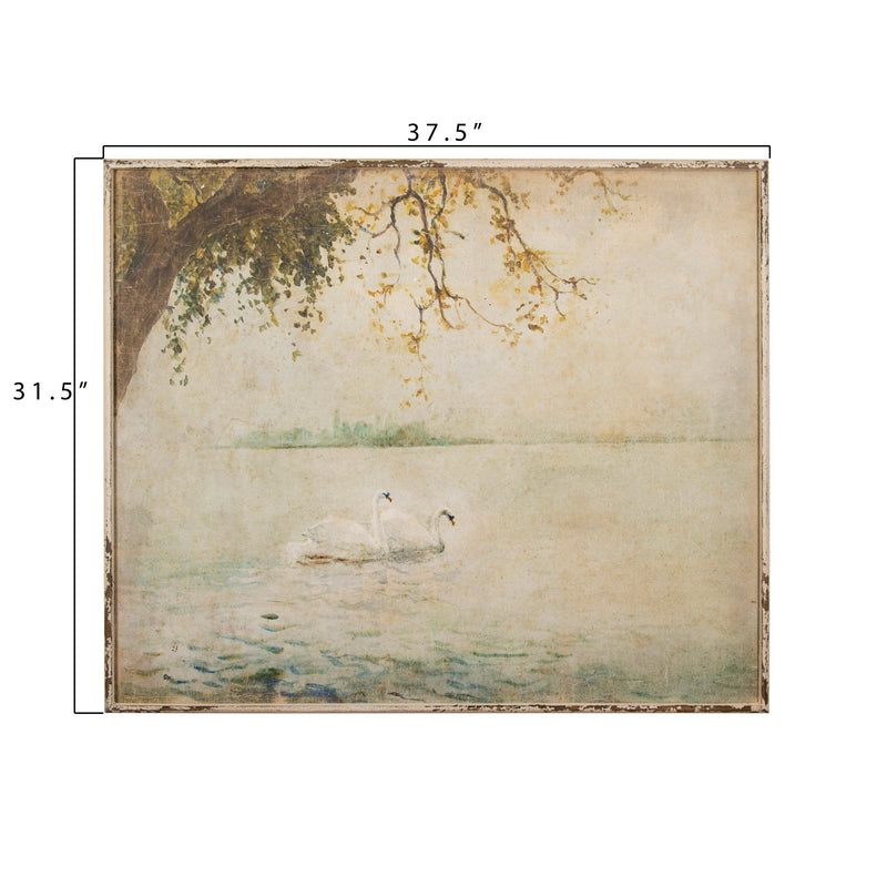 Wood Framed Wall Decor with Swans