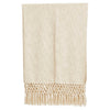 Woven Cotton Throw with Crochet and Fringe in colour Cream. 