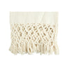  Crochet and Fringe details on the Woven Cotton Throw in colour cream. 